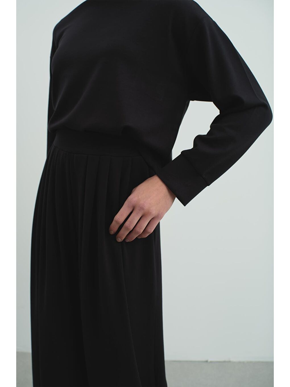 Pure Touch Pileli Bol Pantolon Cc7006 Siyah-1