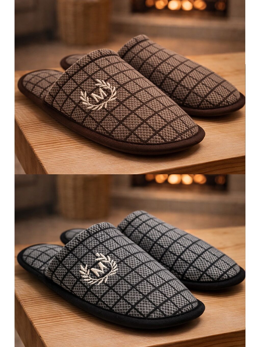 Siyah 2'Lİ Paket Motif Erkek Terlik Ev Terliği-4