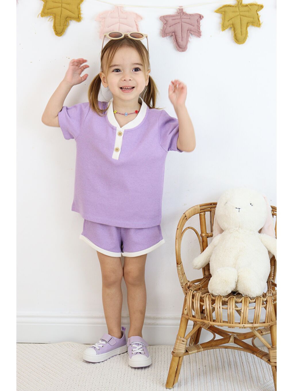 Mor Çift Renkli Waffle Takım