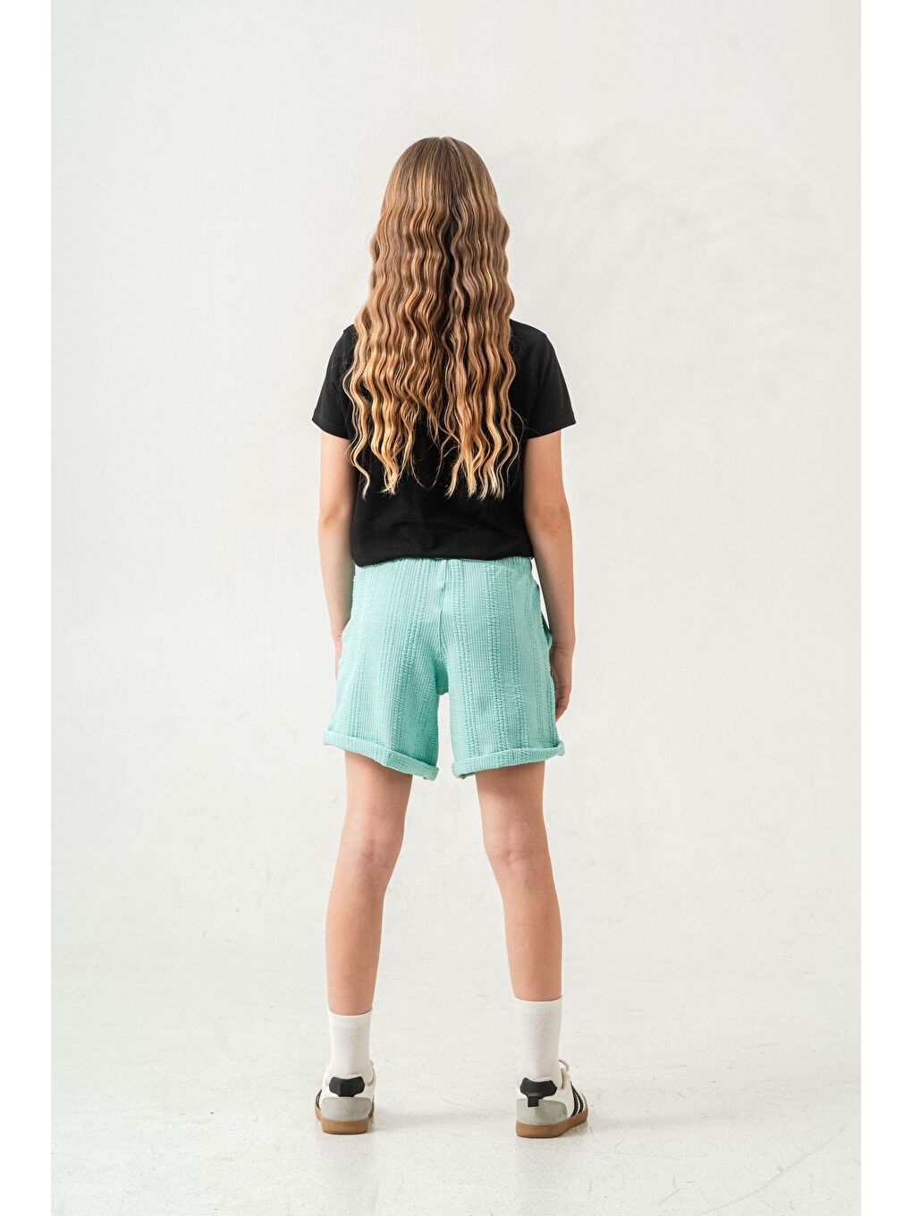 Yeşil Duble Paçalı Kız Çocuk Şort-11
