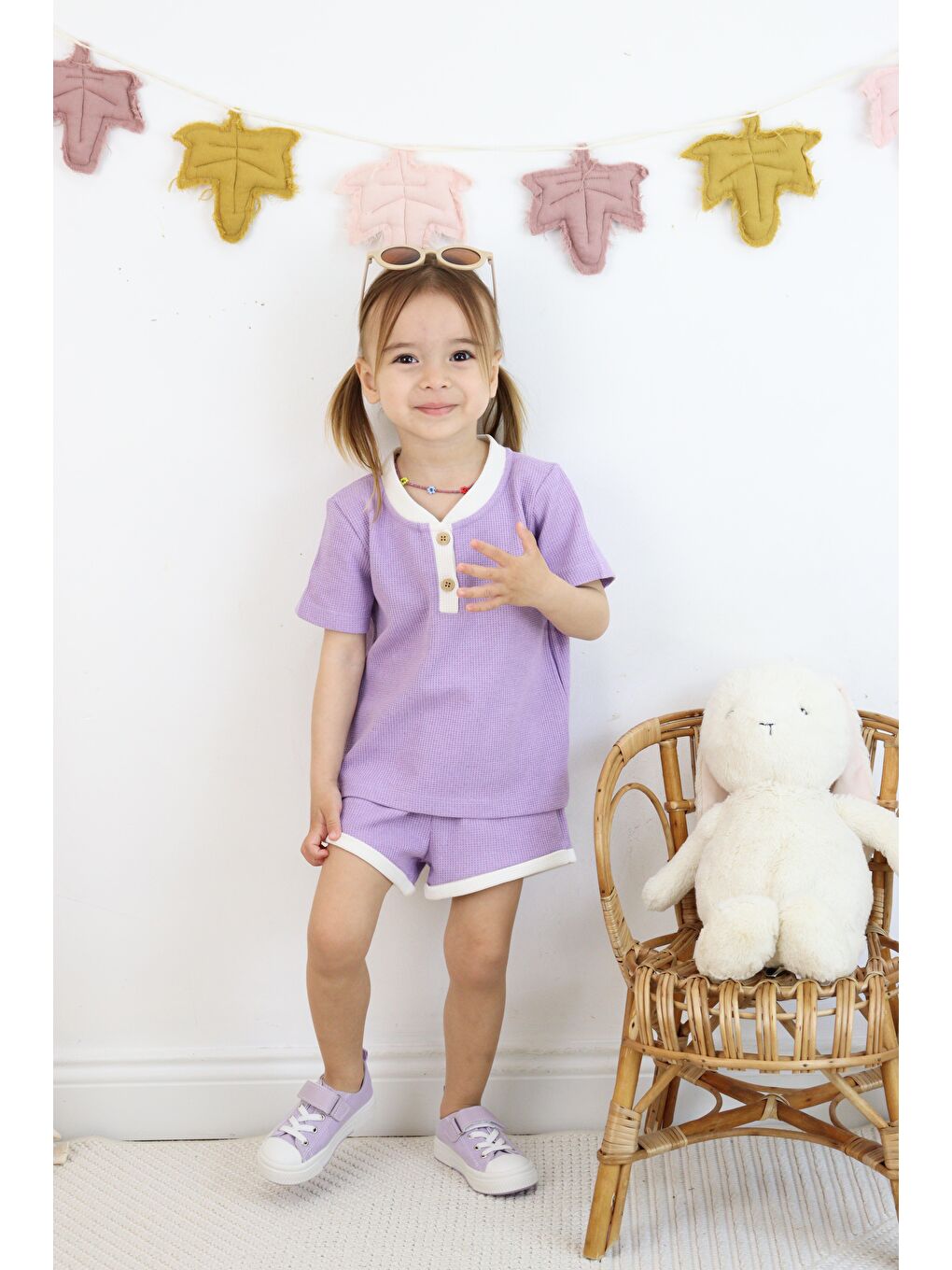 Mor Çift Renkli Waffle Takım-2