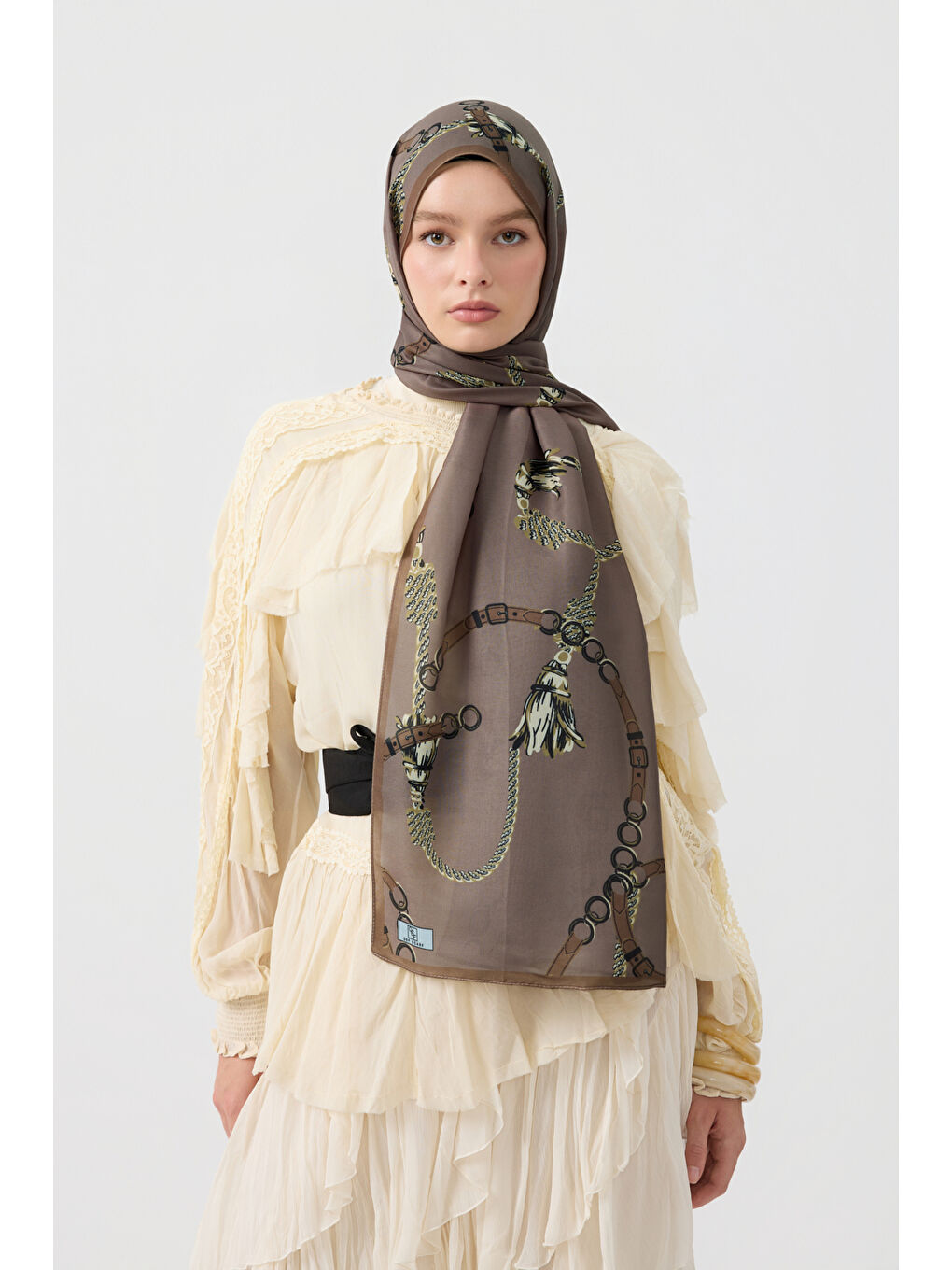 Kahverengi Pamuk Twill Şal Linkage Soğuk Kahve-1