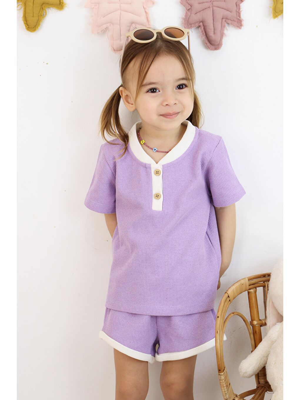 Mor Çift Renkli Waffle Takım-4