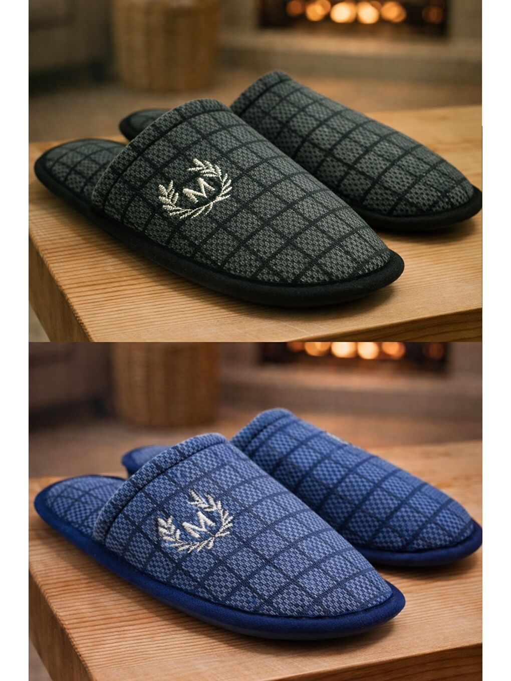 Lacivert 2'Lİ Paket Motif Erkek Terlik Ev Terliği
