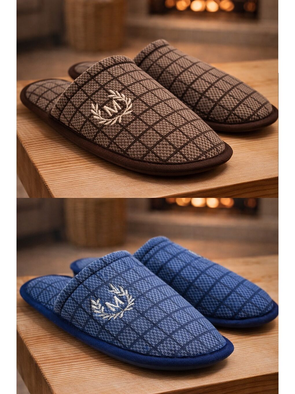 Lacivert 2'Lİ Paket Motif Erkek Terlik Ev Terliği-3
