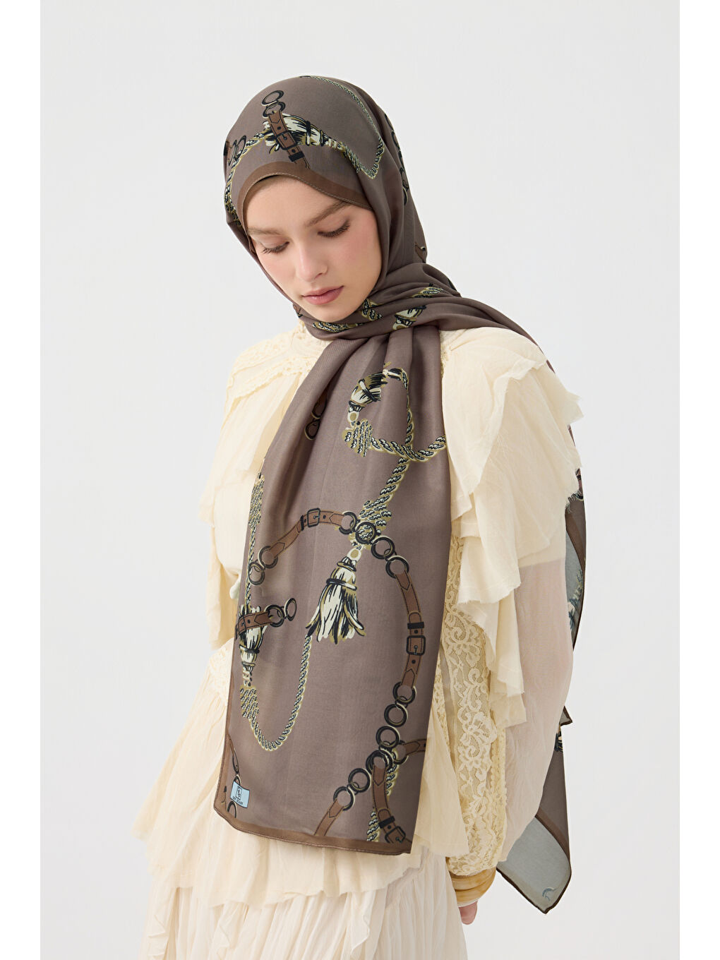 Kahverengi Pamuk Twill Şal Linkage Soğuk Kahve-2