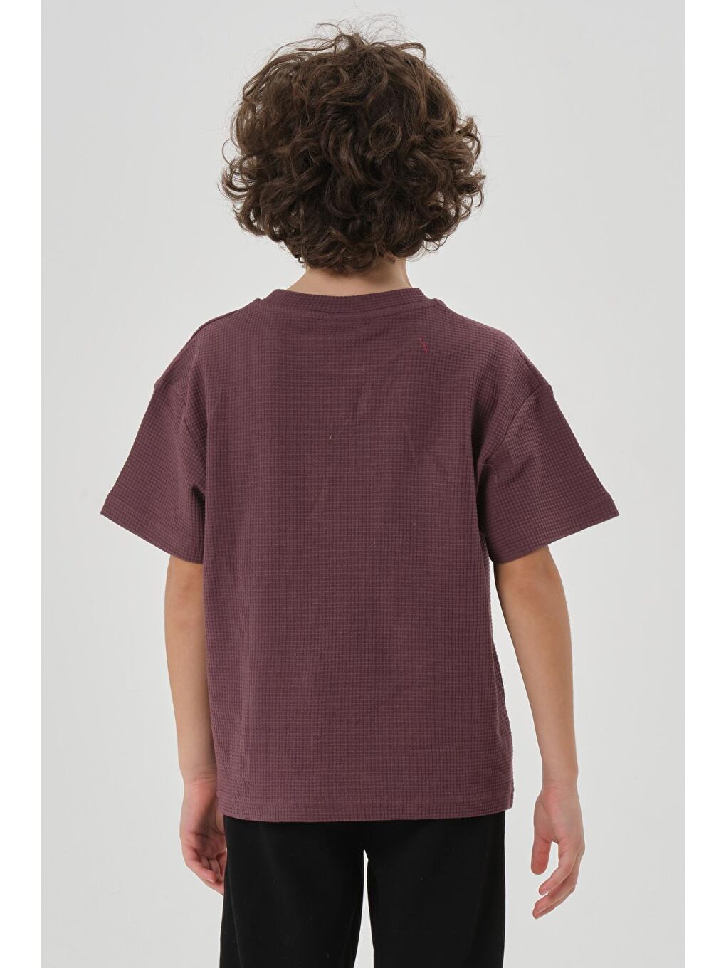 Mürdüm Erkek Çocuk Waffle Kumaş Yazlık T-Shırt-5