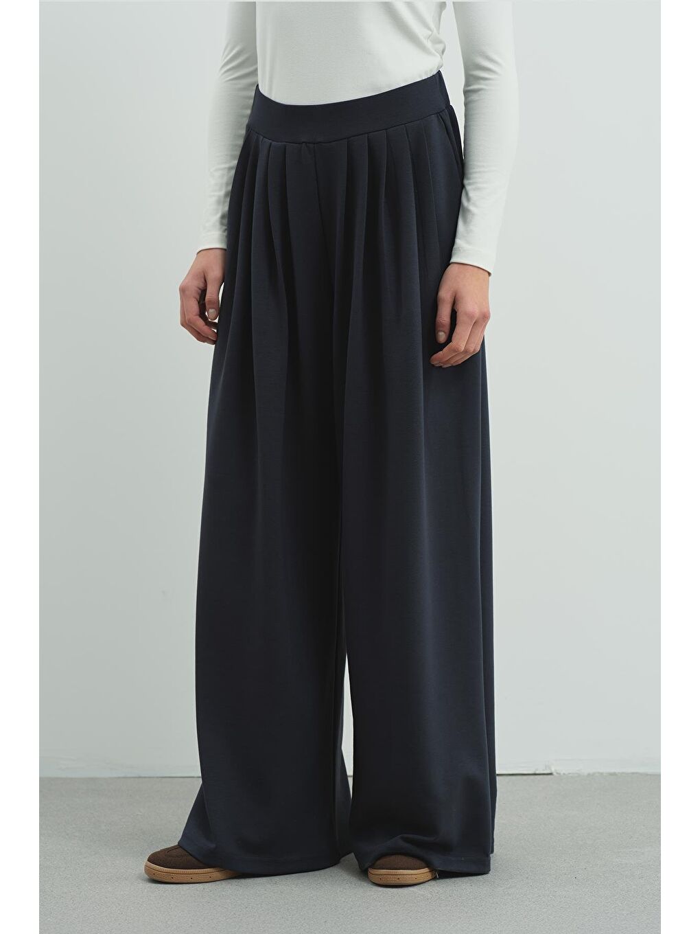 Gri Pure Touch Pileli Bol Pantolon Cc7006 Füme-3