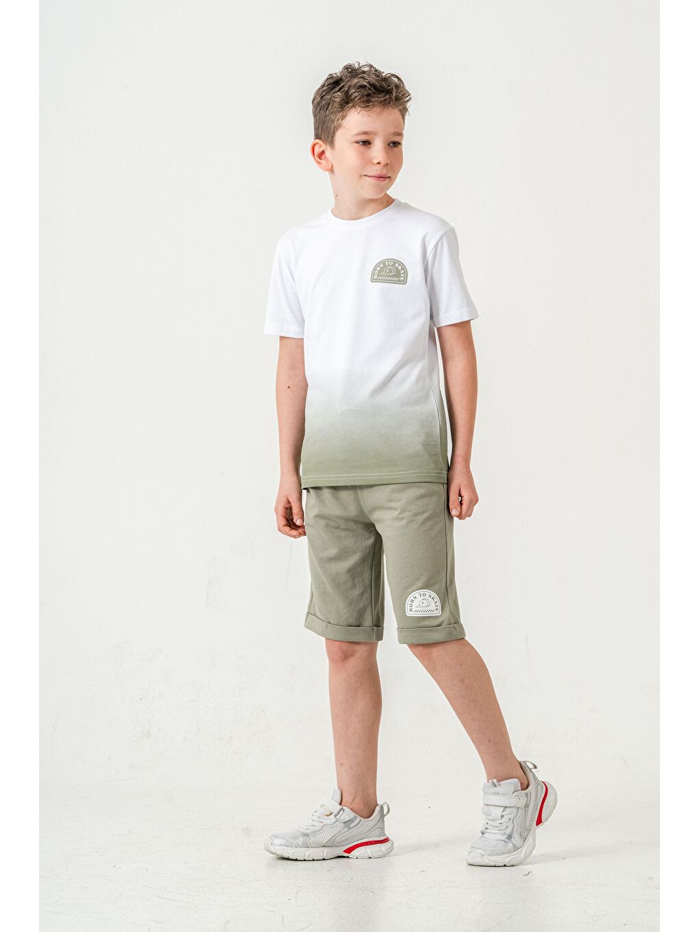 Yeşil Born The Skate Baskılı  Erkek Çocuk Şort - Tişört Takımı-2