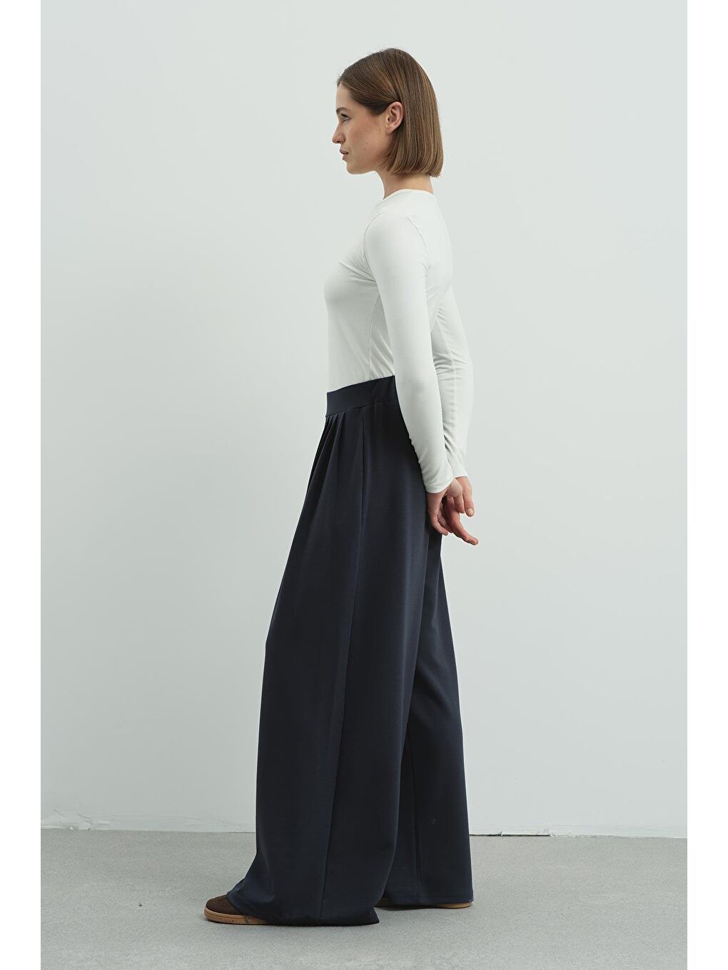 Gri Pure Touch Pileli Bol Pantolon Cc7006 Füme-4