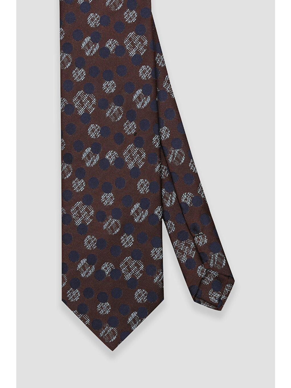 Kravat 8 Cm Mikrofiber Polyester Açık Kahverengi Erkek Desenli Kravat-1