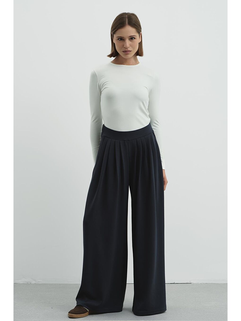 Gri Pure Touch Pileli Bol Pantolon Cc7006 Füme-5