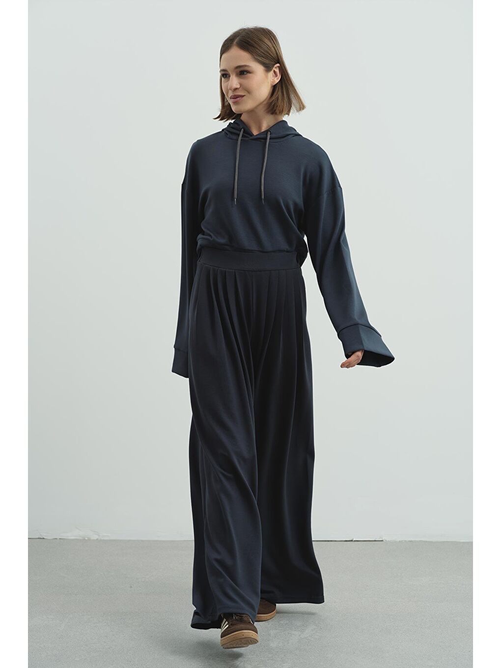 Gri Pure Touch Pileli Bol Pantolon Cc7006 Füme-6