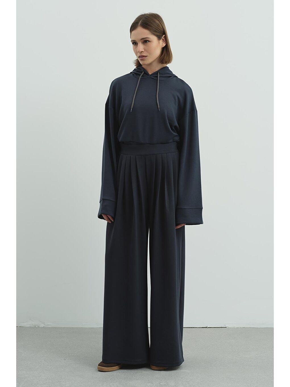 Gri Pure Touch Pileli Bol Pantolon Cc7006 Füme-8