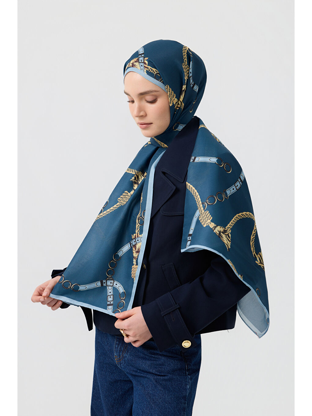 Antrasit Pamuk Twill Şal Linkage İndigo-1