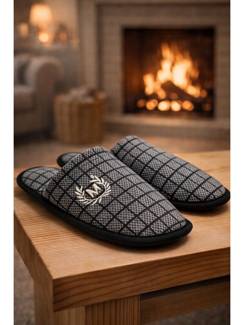 Siyah 2'Lİ Paket Motif Erkek Terlik Ev Terliği-2