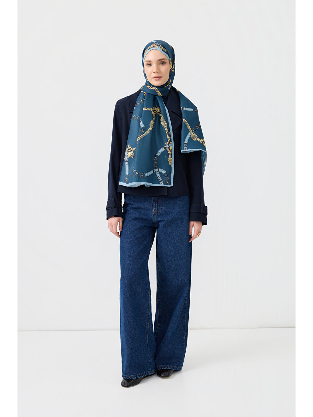 Antrasit Pamuk Twill Şal Linkage İndigo-3