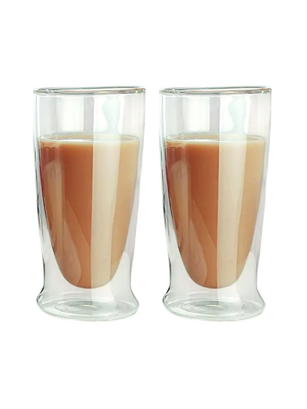 Renksiz Çift Cidarlı Uzun Cam Bardak 350 ml 2 Adet 2323