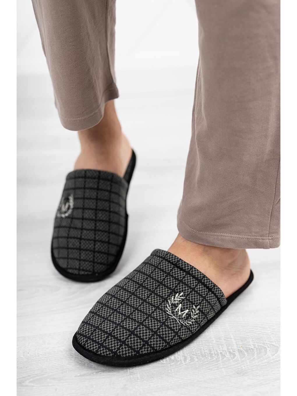 Siyah 2'Lİ Paket Motif Erkek Terlik Ev Terliği-3