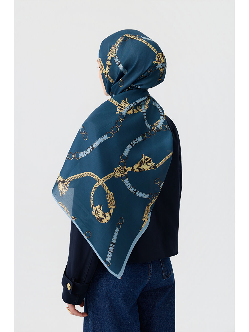 Antrasit Pamuk Twill Şal Linkage İndigo-4