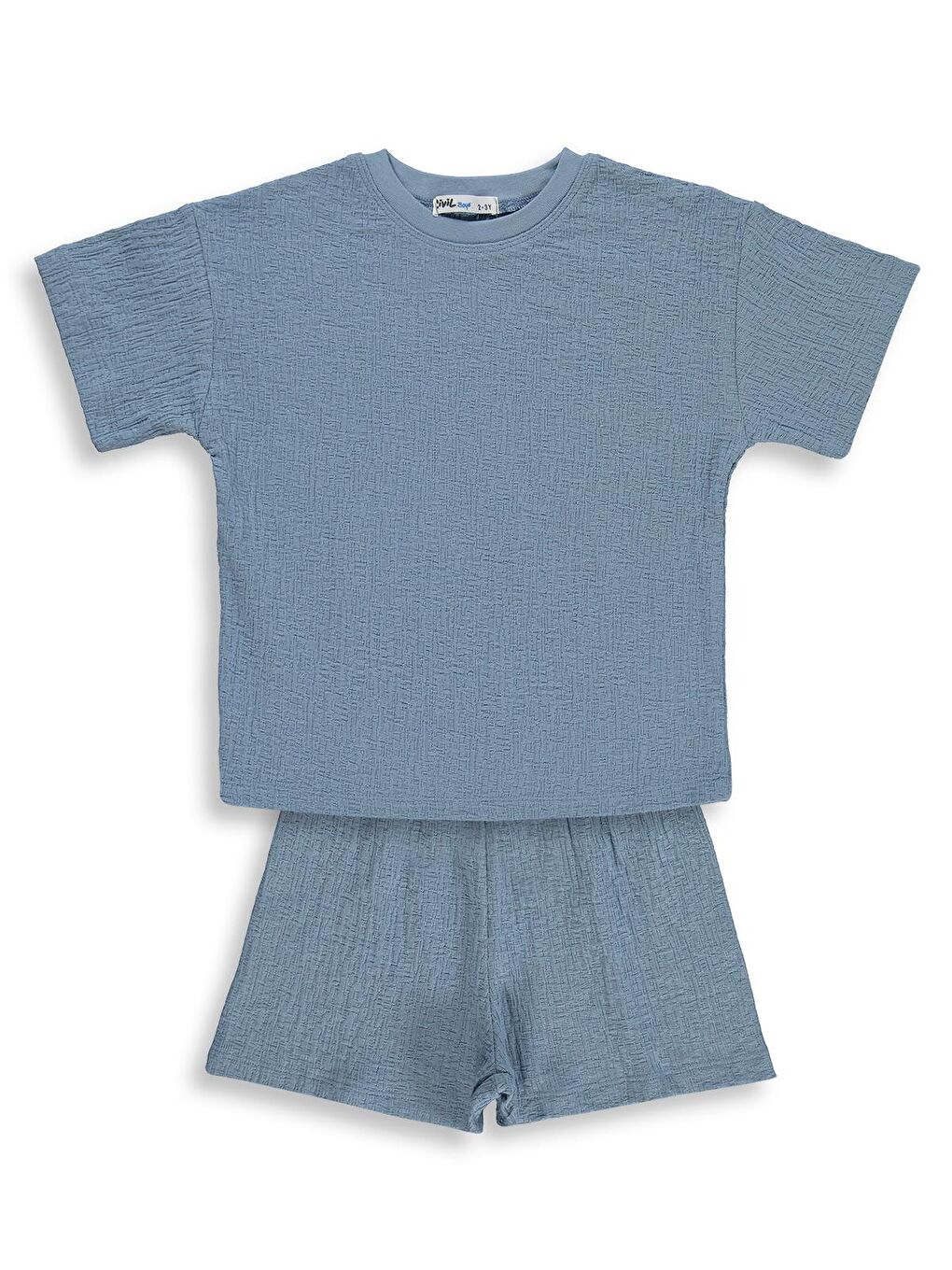 İndigo Boys Bisiklet Yaka Kapri Takım 2-5 Yaş Takım - Mavi