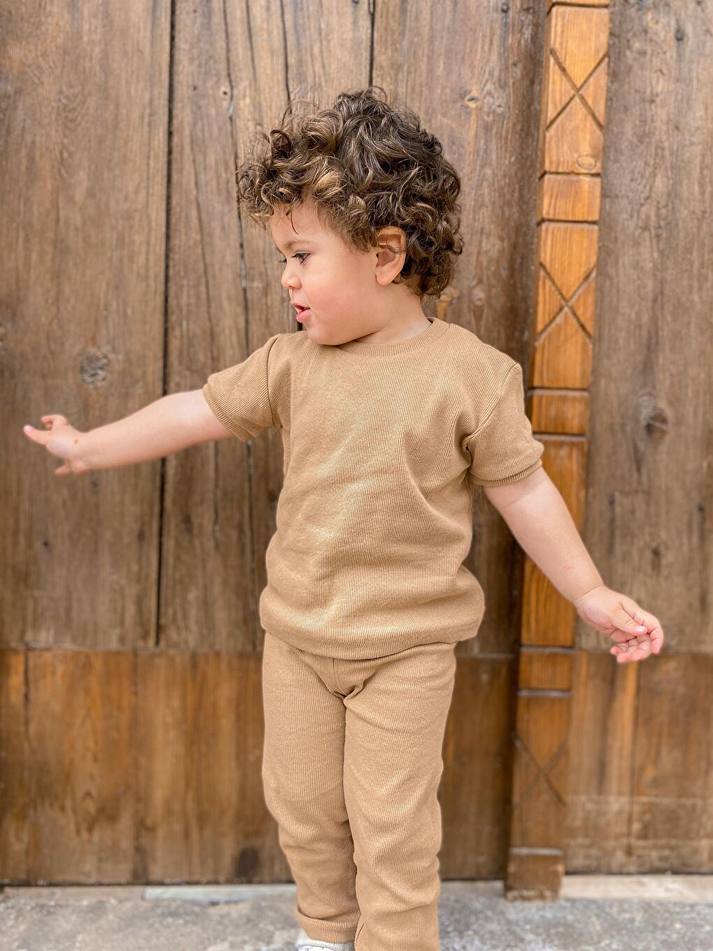 Kahverengi Kısa Kol Taytlı Takım MİA2XTYTT-9