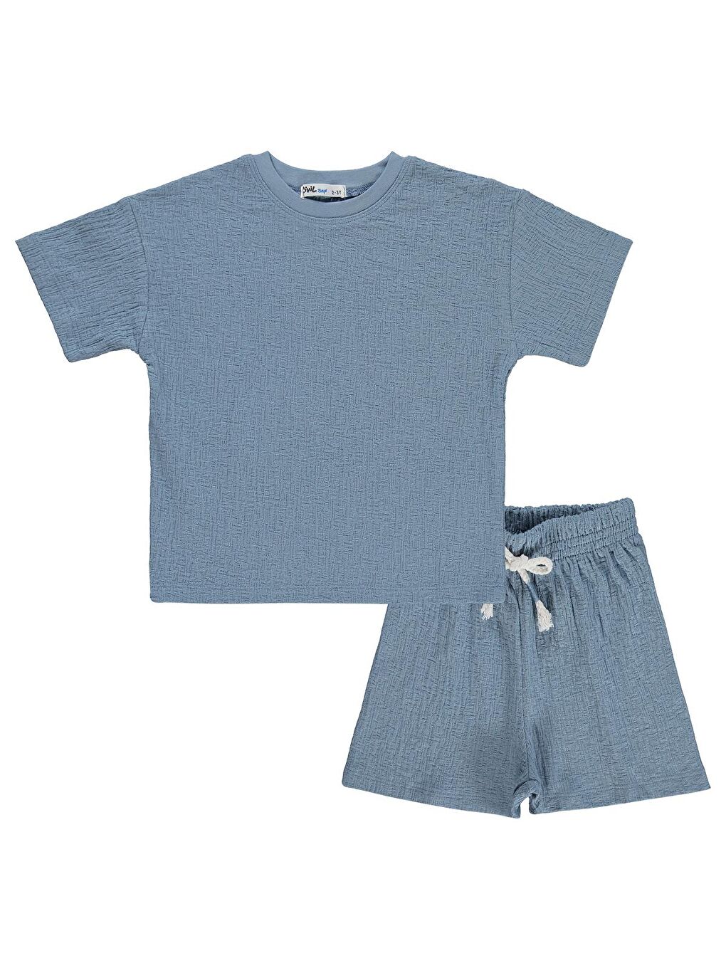 İndigo Boys Bisiklet Yaka Kapri Takım 2-5 Yaş Takım - Mavi-1