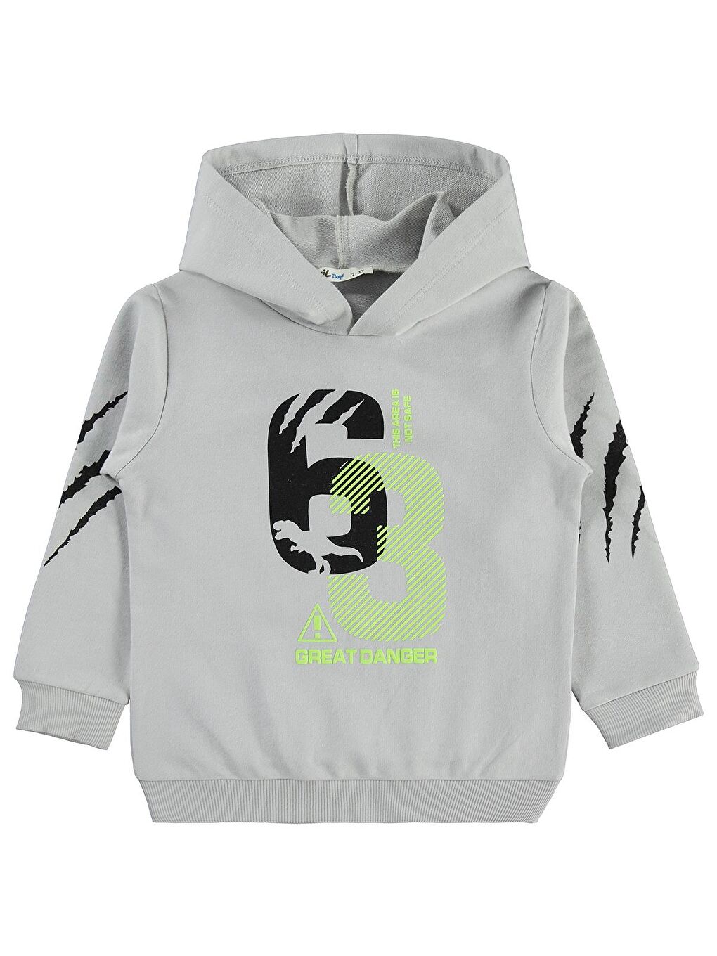 Gri Boys Kapüşonlu 63 Baskılı 2-5 Yaş Eşofman Takımı-1