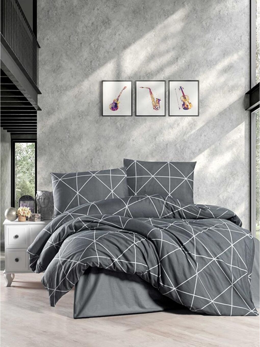 Gri King Size Pandora Nevresim Takımı 220x240 cm