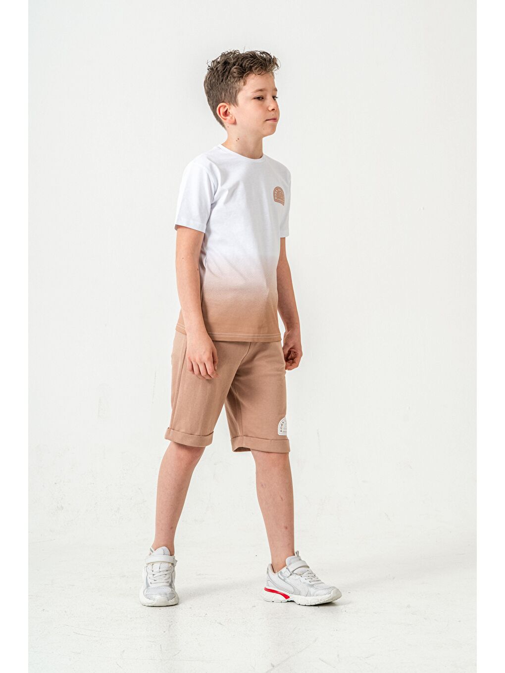 Bej Born The Skate Baskılı  Erkek Çocuk Şort - Tişört Takımı-5