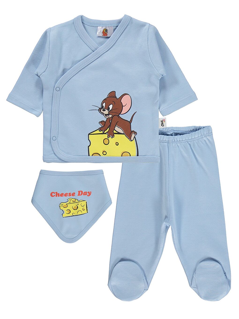 Baby Cheese Day Baskılı Zıbın Takımları - Mavi