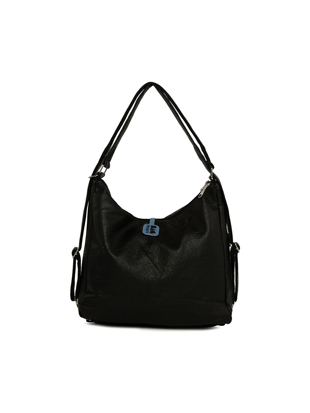 Siyah Yedi Gözlü Fermuar Detaylı Askılı ve Sırt Salaş Çanta-2