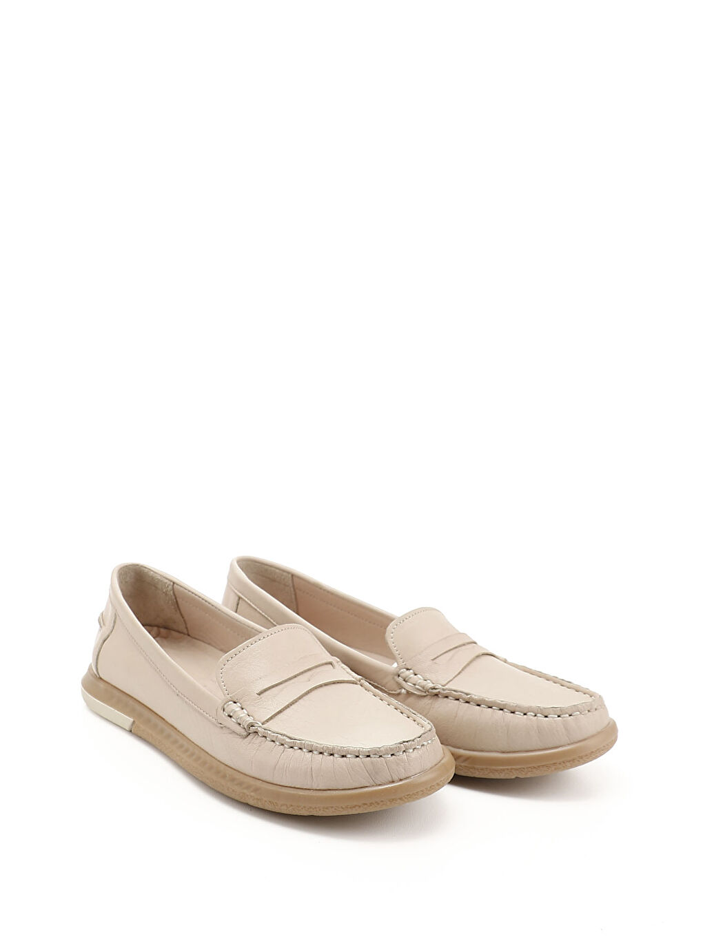 Bej Kadın BEJ-TEN RENGİ Rok Hakiki Deri Comfort Loafer-1