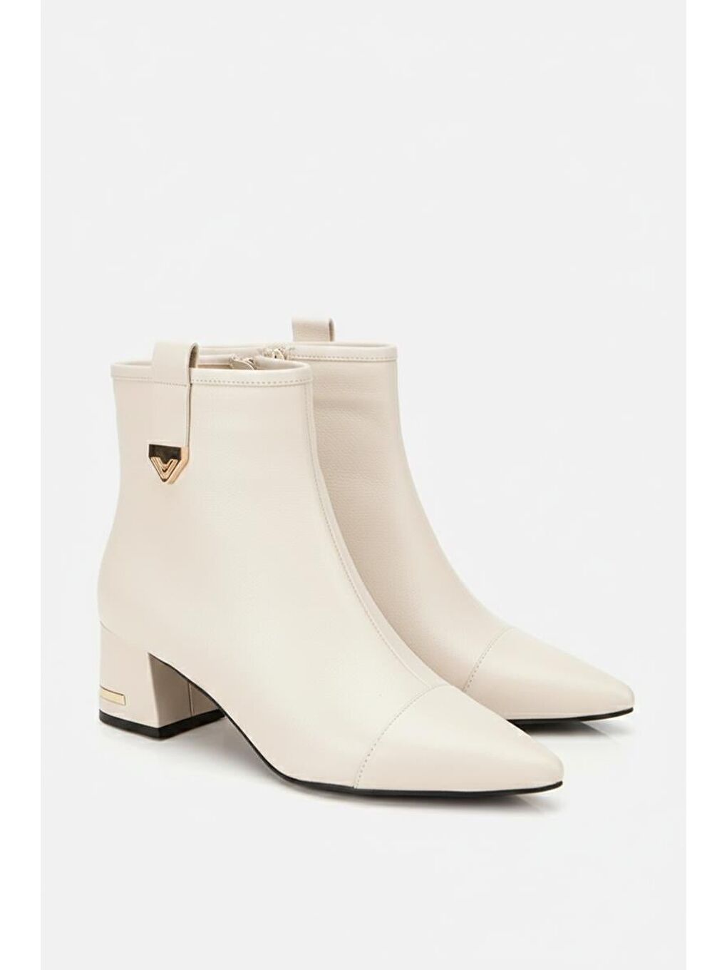 Kahverengi Kadın Kemik Tokalı Topuk Detaylı Topuklu Bot-1