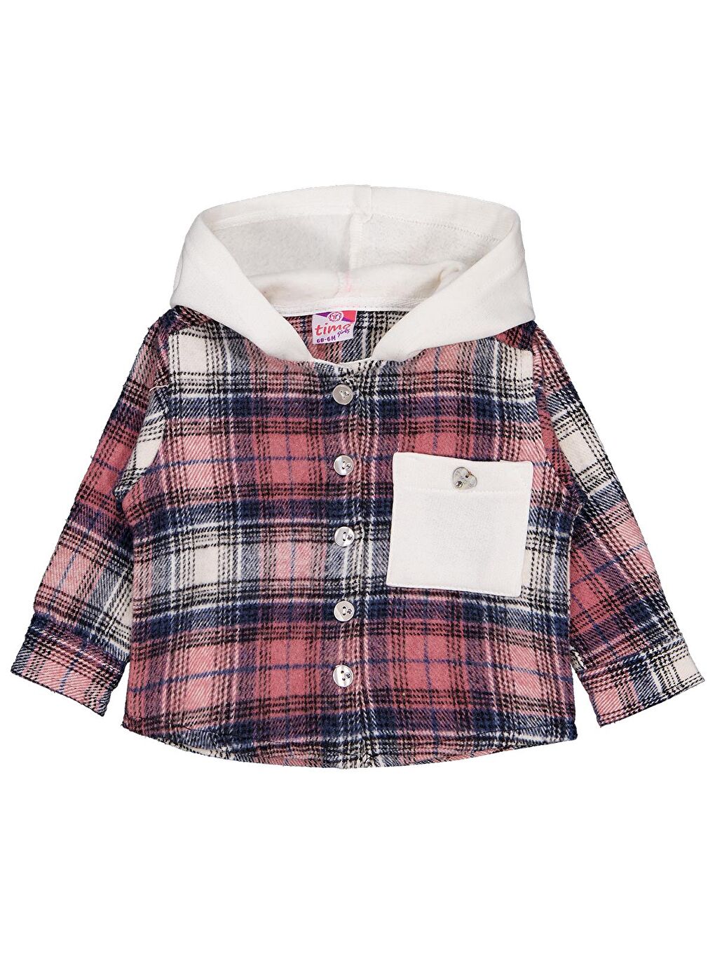 Pembe Timo U/K Kız Ekose 6-24 Ay Gömlek - Pudra 1-3 Ay