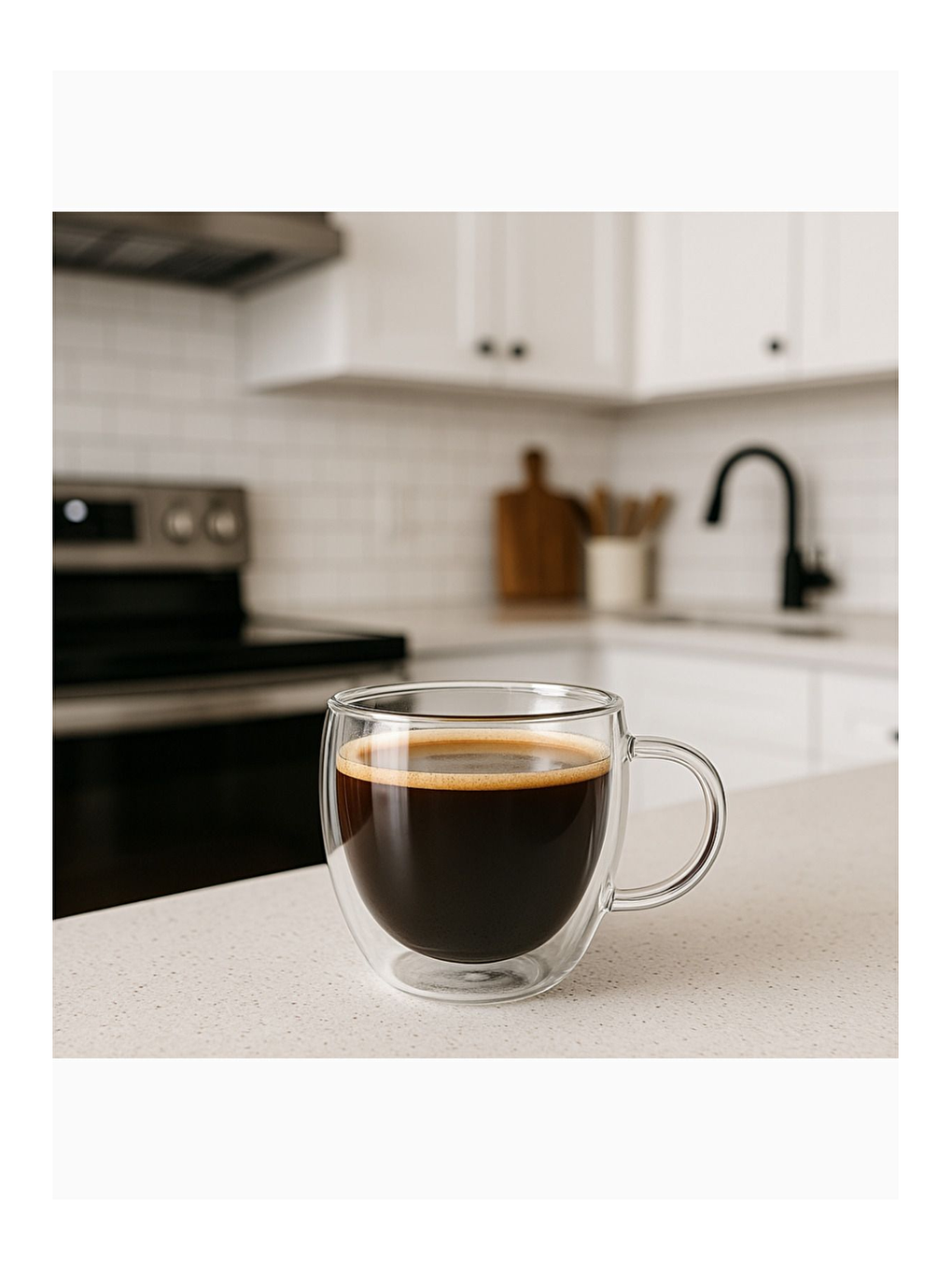 Renksiz Bambu Tabaklı Çift Cidarlı Türk Kahvesi Fincanı 3 Adet-1