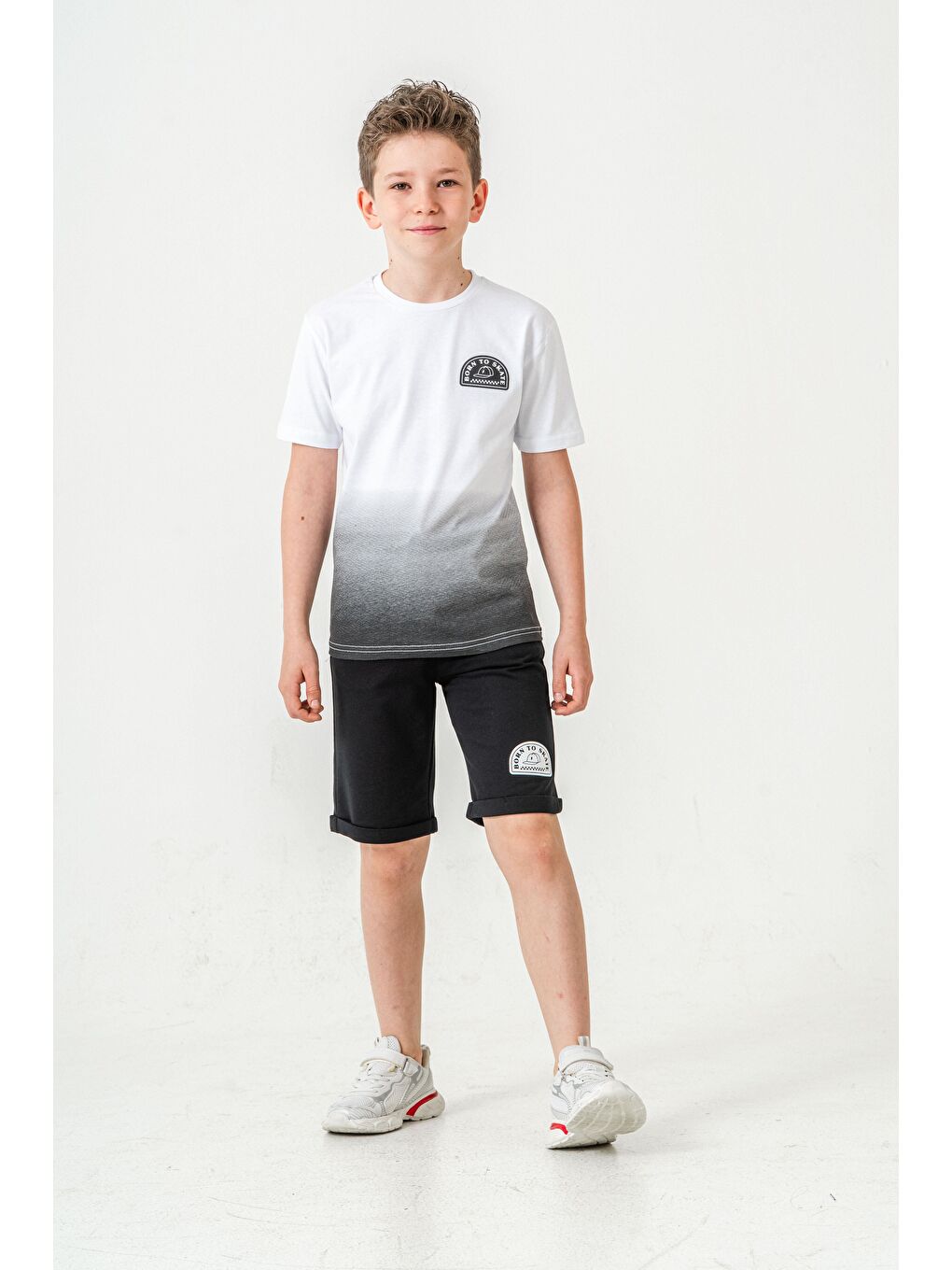 Siyah Born The Skate Baskılı  Erkek Çocuk Şort - Tişört Takımı