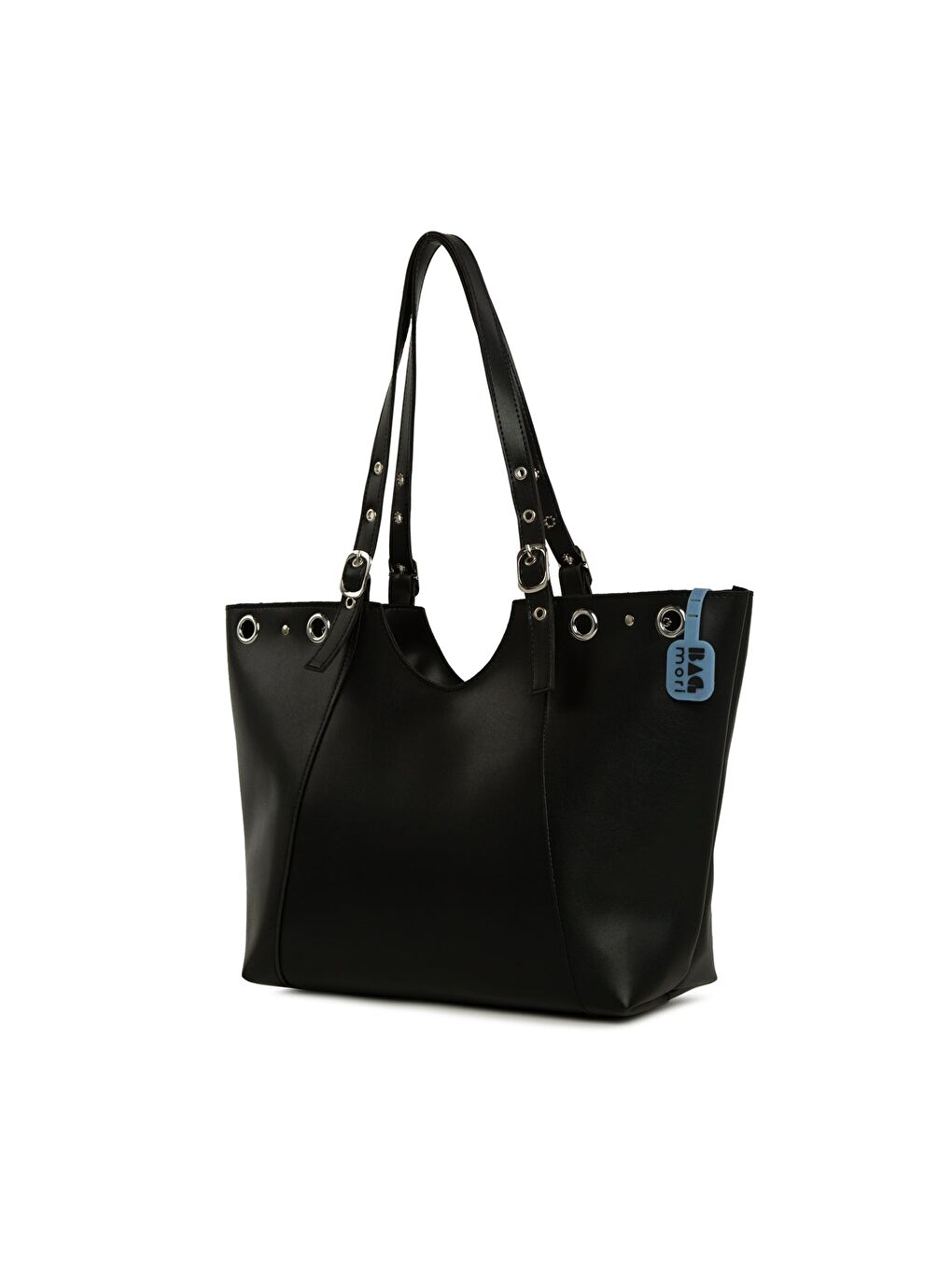 Siyah Kuş Gözü Detaylı Kemerli Tote Çanta-1