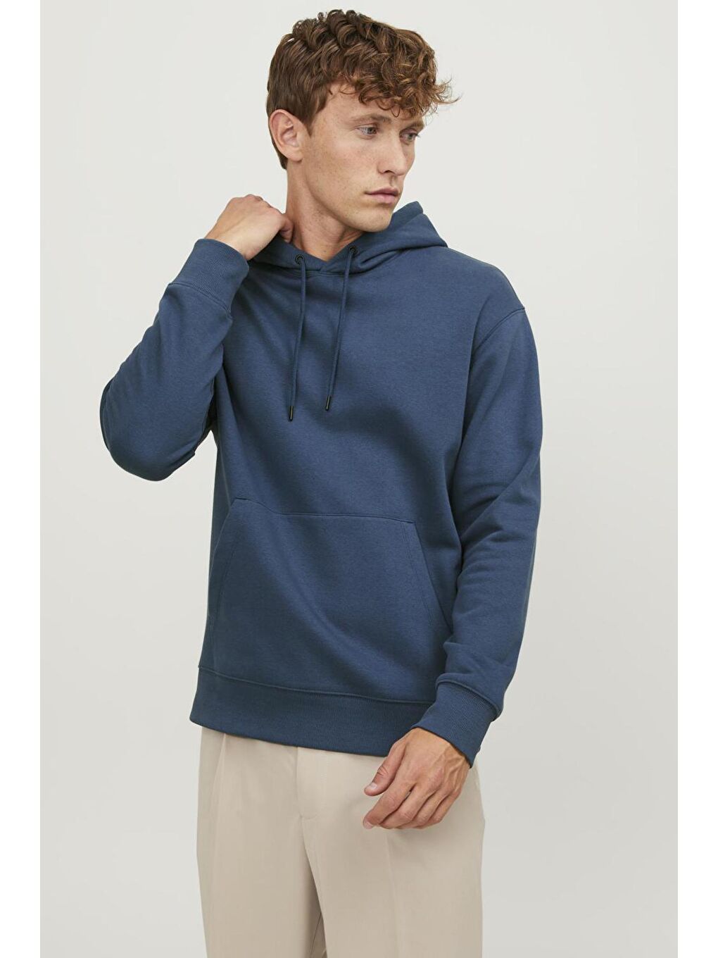 Jack & Jones İndigo Essentials Jjestar Pamuklu Kapüşonlu Erkek Sweat 12208157