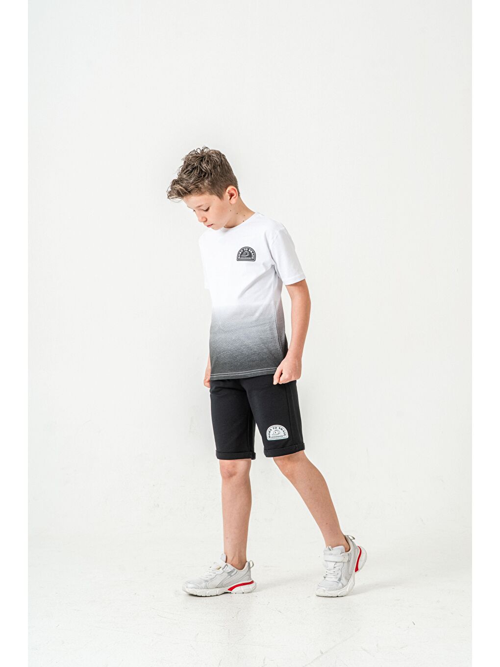 Siyah Born The Skate Baskılı  Erkek Çocuk Şort - Tişört Takımı-3