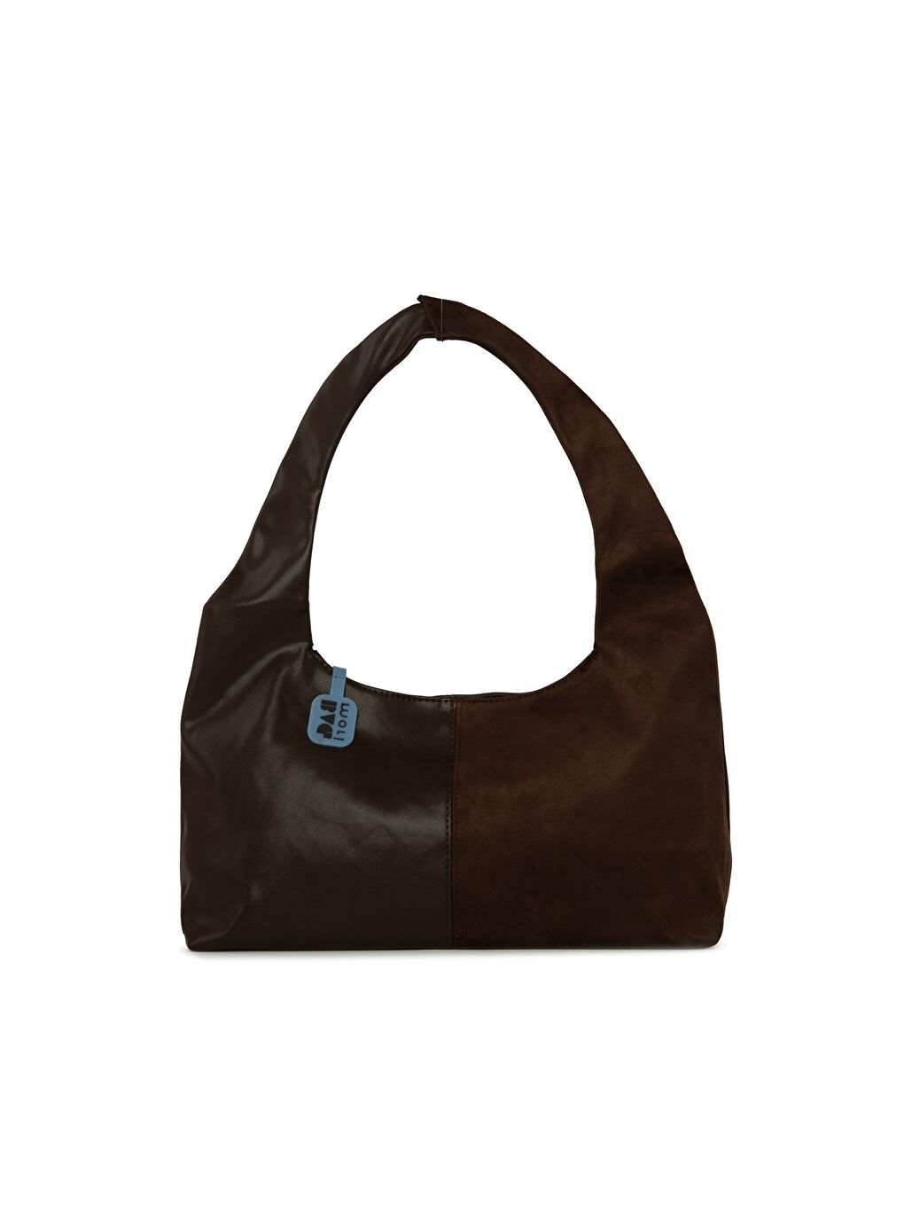 Kahverengi Süet Garnili Oval Omuz Çantası-2