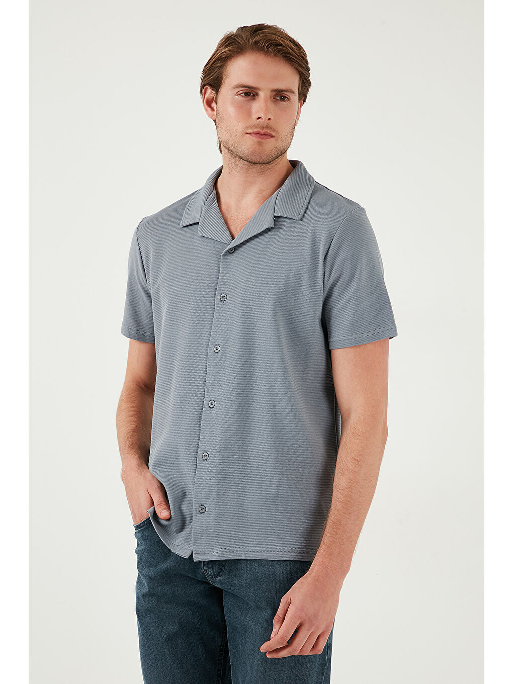 Bej Pamuklu Regular Fit Kısa Kollu 2'li Paket Gömlek 5902640S2-1