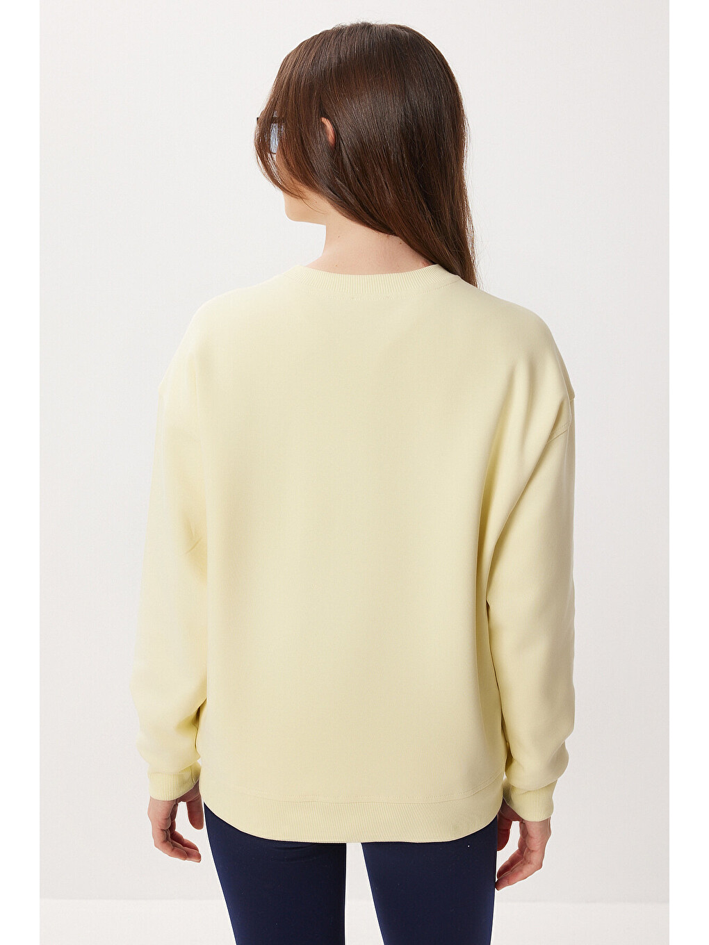 Ayıcık Armalı Baskılı Oversize Örme Sweatshirt Sarı Lmc0074-3