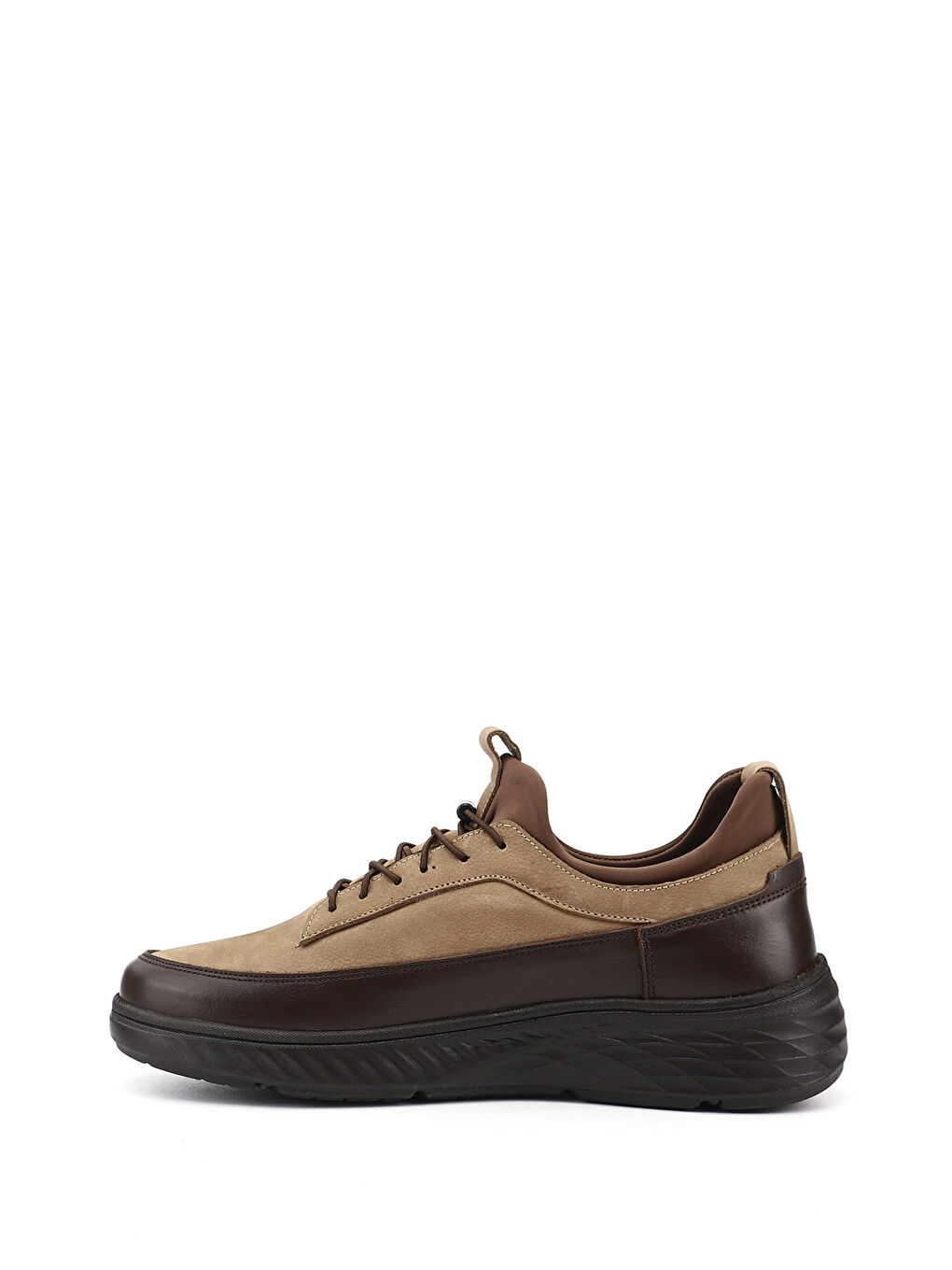 Ekru Erkek KUM-SİYAH Bağcıklı Hakiki Deri Sneaker-3