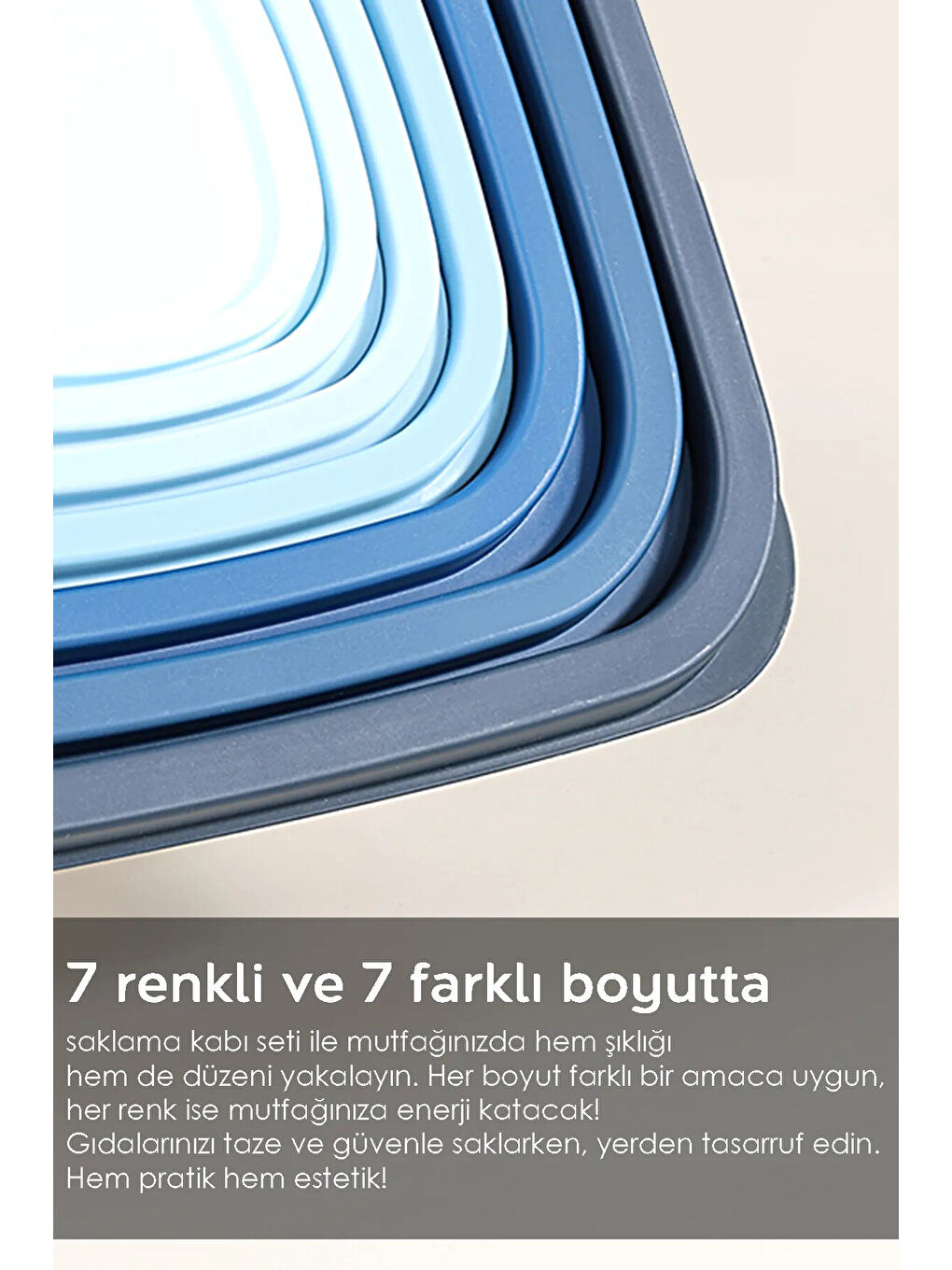 Mavi 14'lü Kare Erzak Gıda Saklama Kabı Seti-5