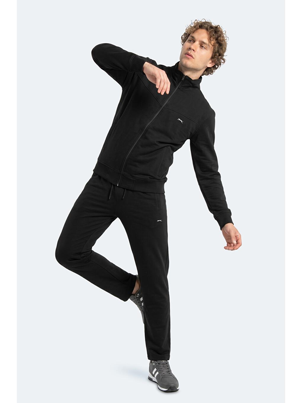 Boost Gear Erkek Fermuarlı Dik Yaka Cepli Siyah Eşofman Takımı-2