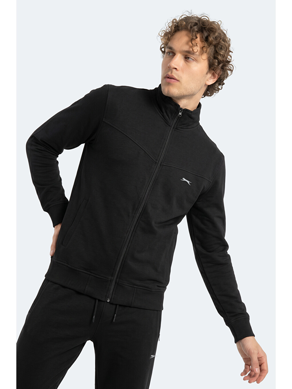 Boost Gear Erkek Fermuarlı Dik Yaka Cepli Siyah Eşofman Takımı-3