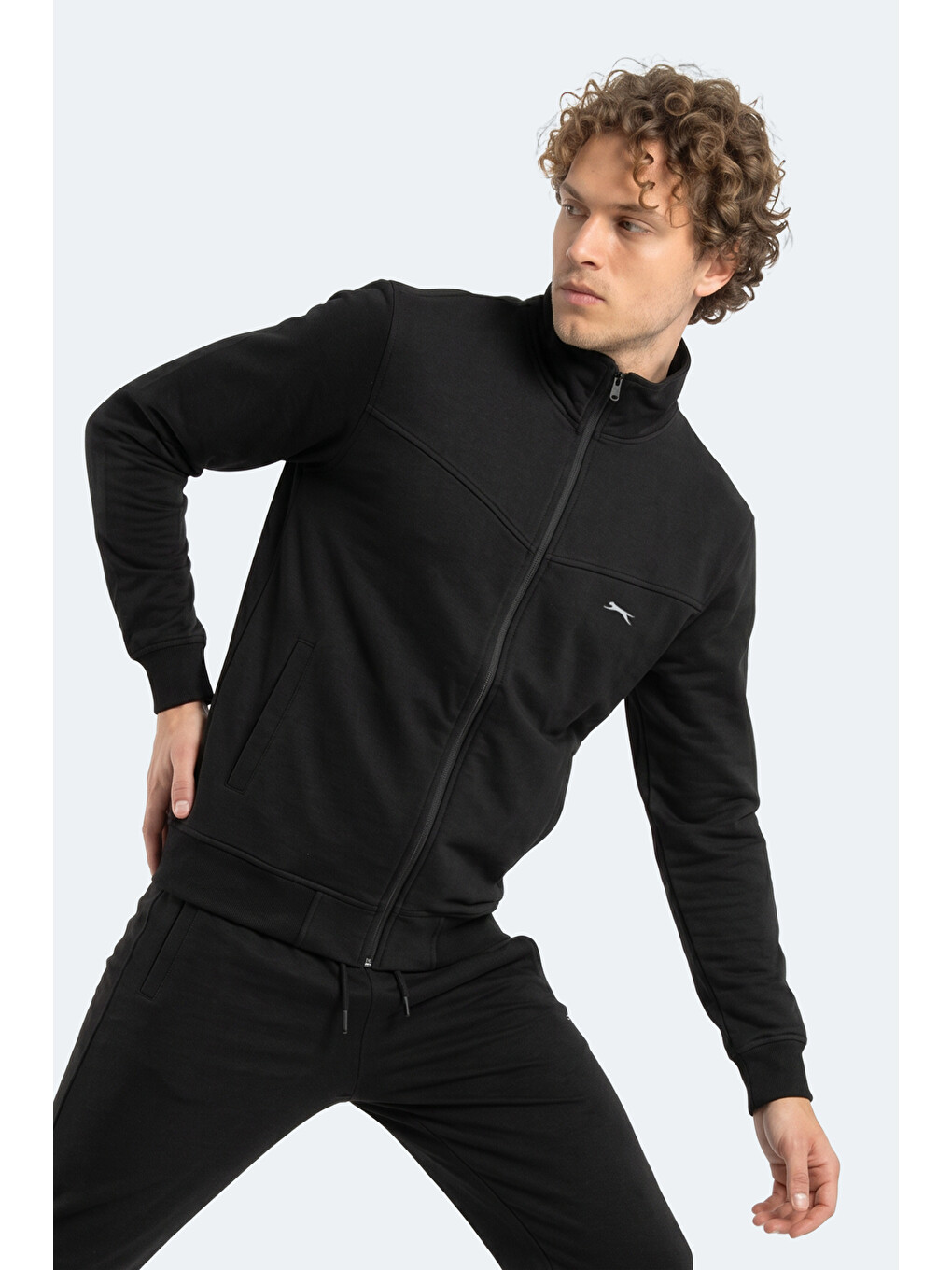 Boost Gear Erkek Fermuarlı Dik Yaka Cepli Siyah Eşofman Takımı-5