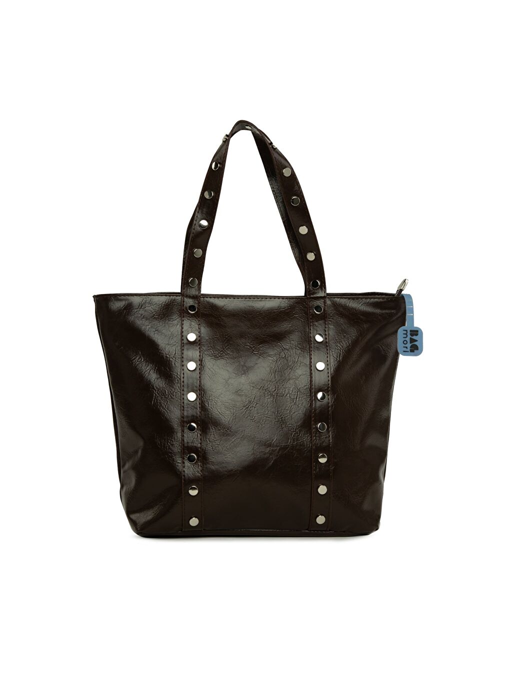 Kahverengi Trok Detaylı Kırışık Deri Büyük Tote Çanta-3