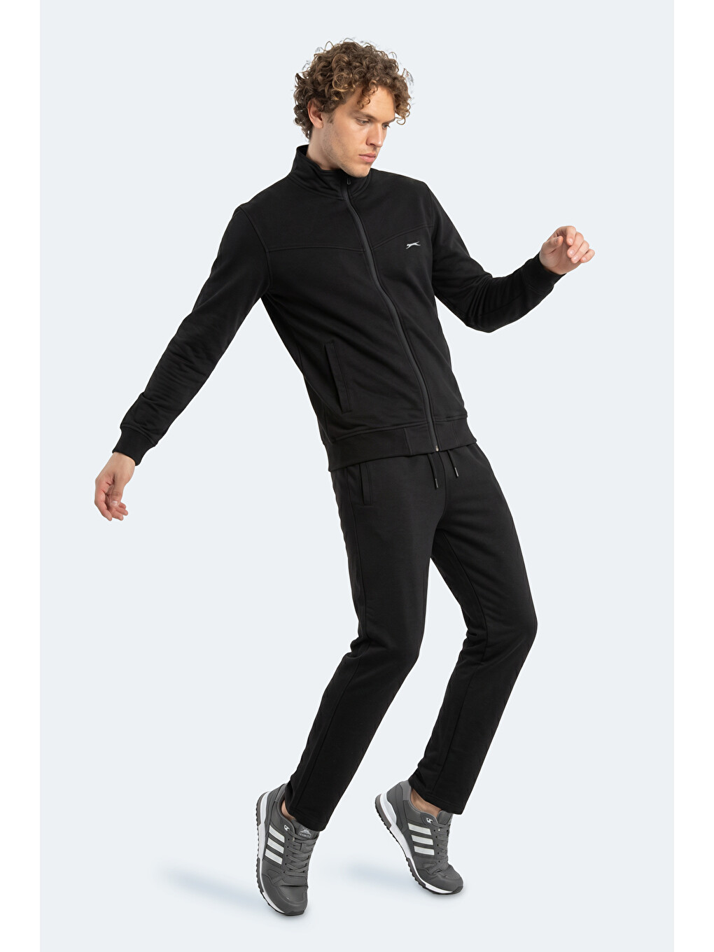 Boost Gear Erkek Fermuarlı Dik Yaka Cepli Siyah Eşofman Takımı-6